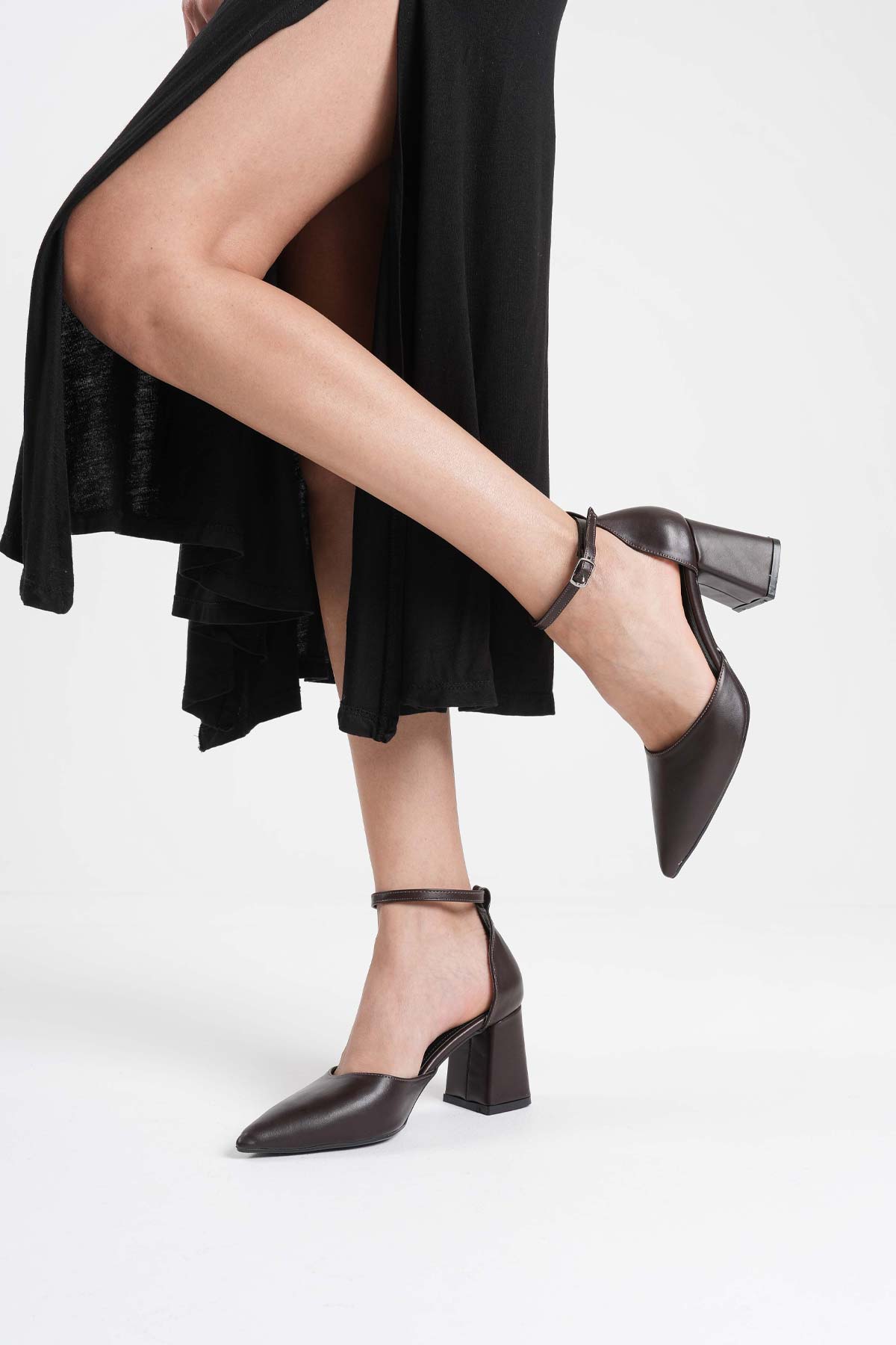 Doren Premium Dark Brown Leather Women's High Heels