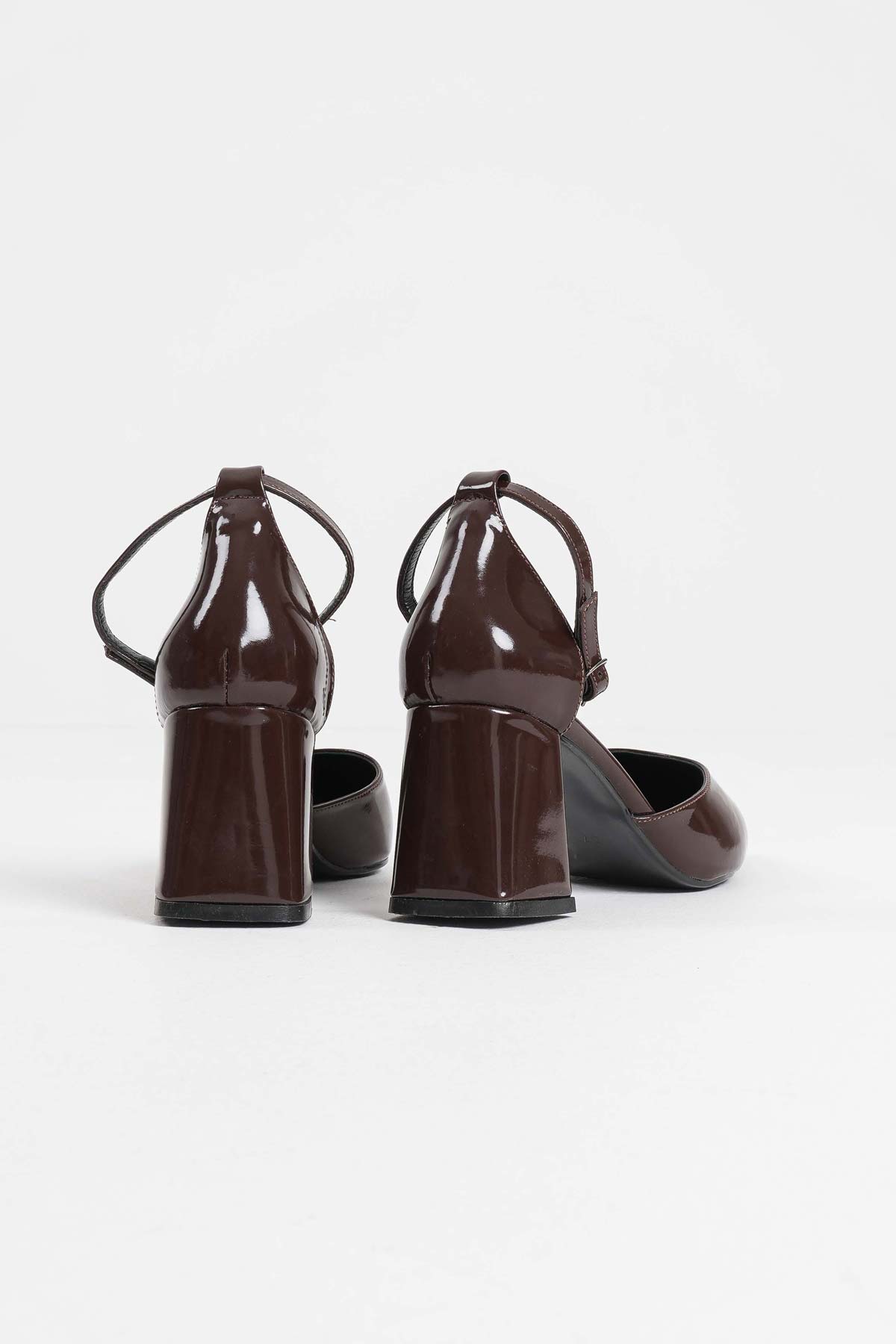 Doren Premium Bitter Brown Patent Leather Women's High Heel Shoes