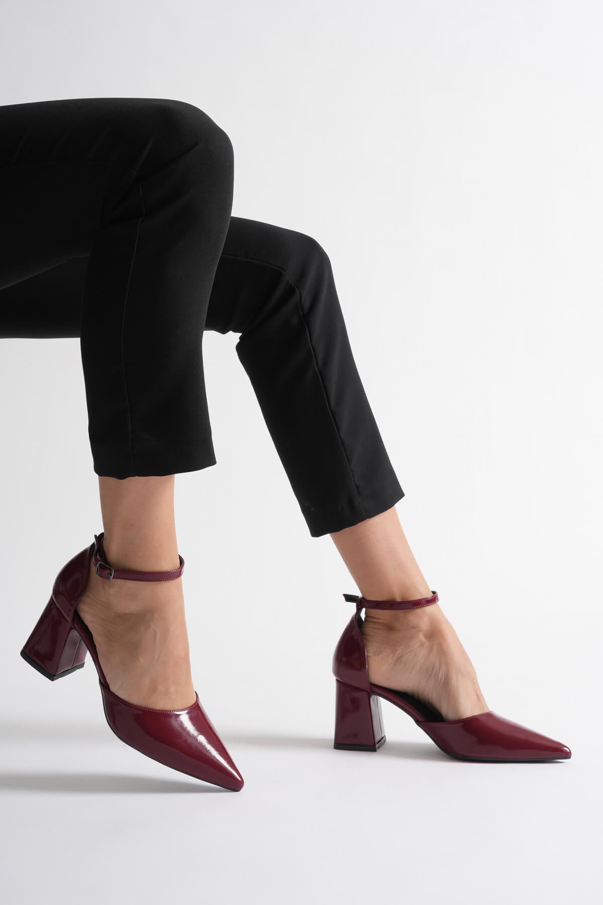 Doren Premium Bordo Rugan Kadın Topuklu Ayakkabı