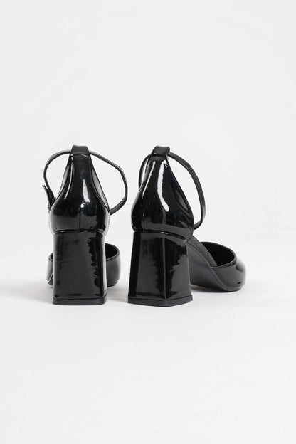 Doren Premium Black Patent Leather Women's High Heel Shoes