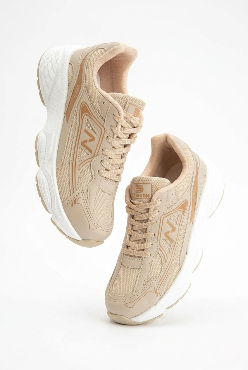 DRKSTP-182 Balance Premium Fileli Ortopedik Taban Bej Kadın Sneaker
