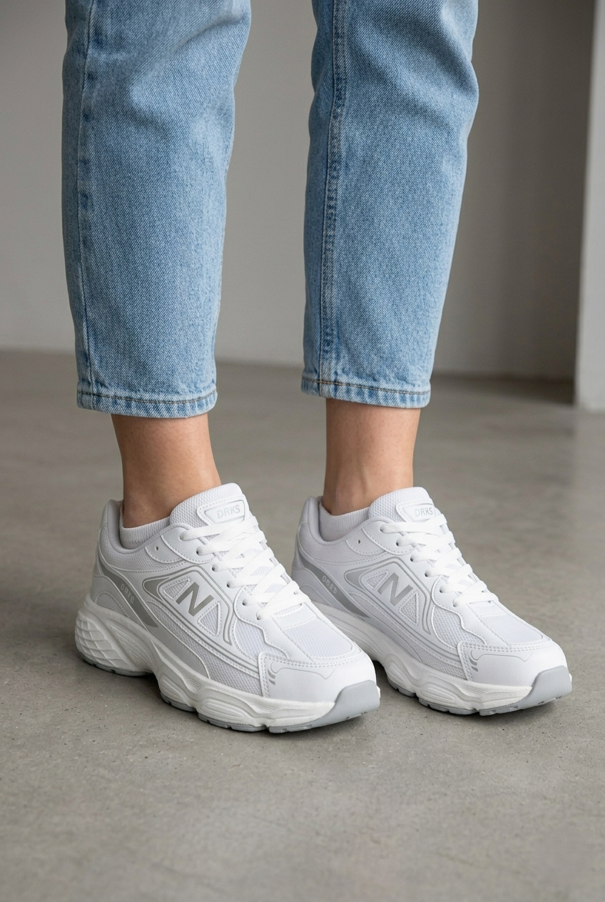 DRKSTP-182 Balance Premium Fileli Ortopedik Taban Beyaz Kadın Sneaker