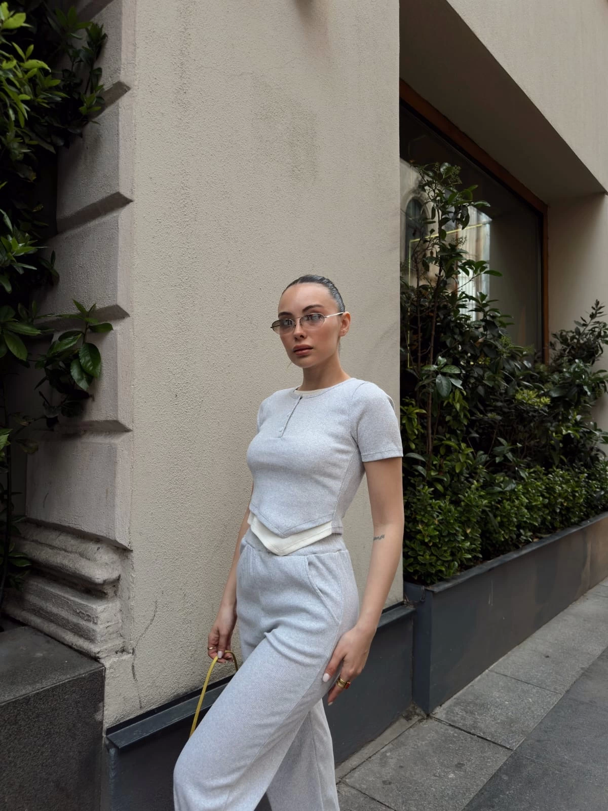 Button-Collar Gray Bottom and Top Set