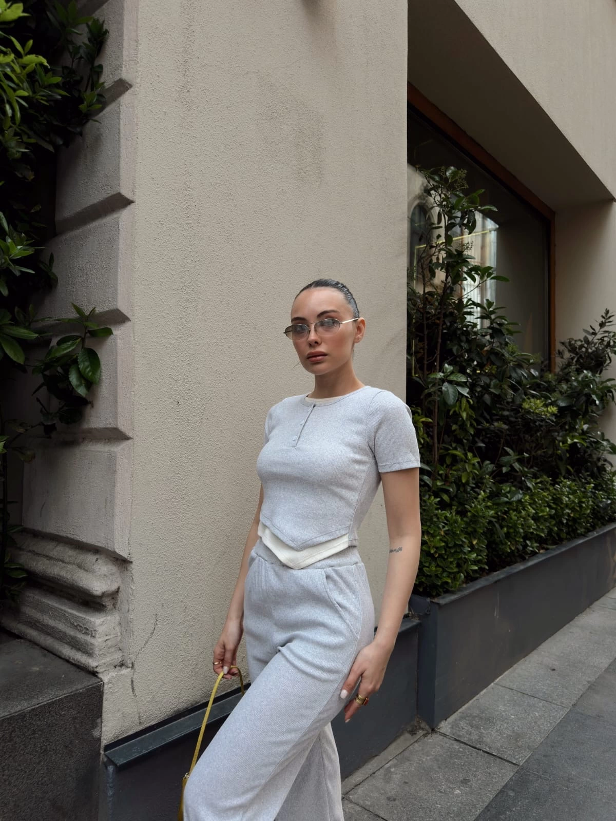 Button-Collar Gray Bottom and Top Set