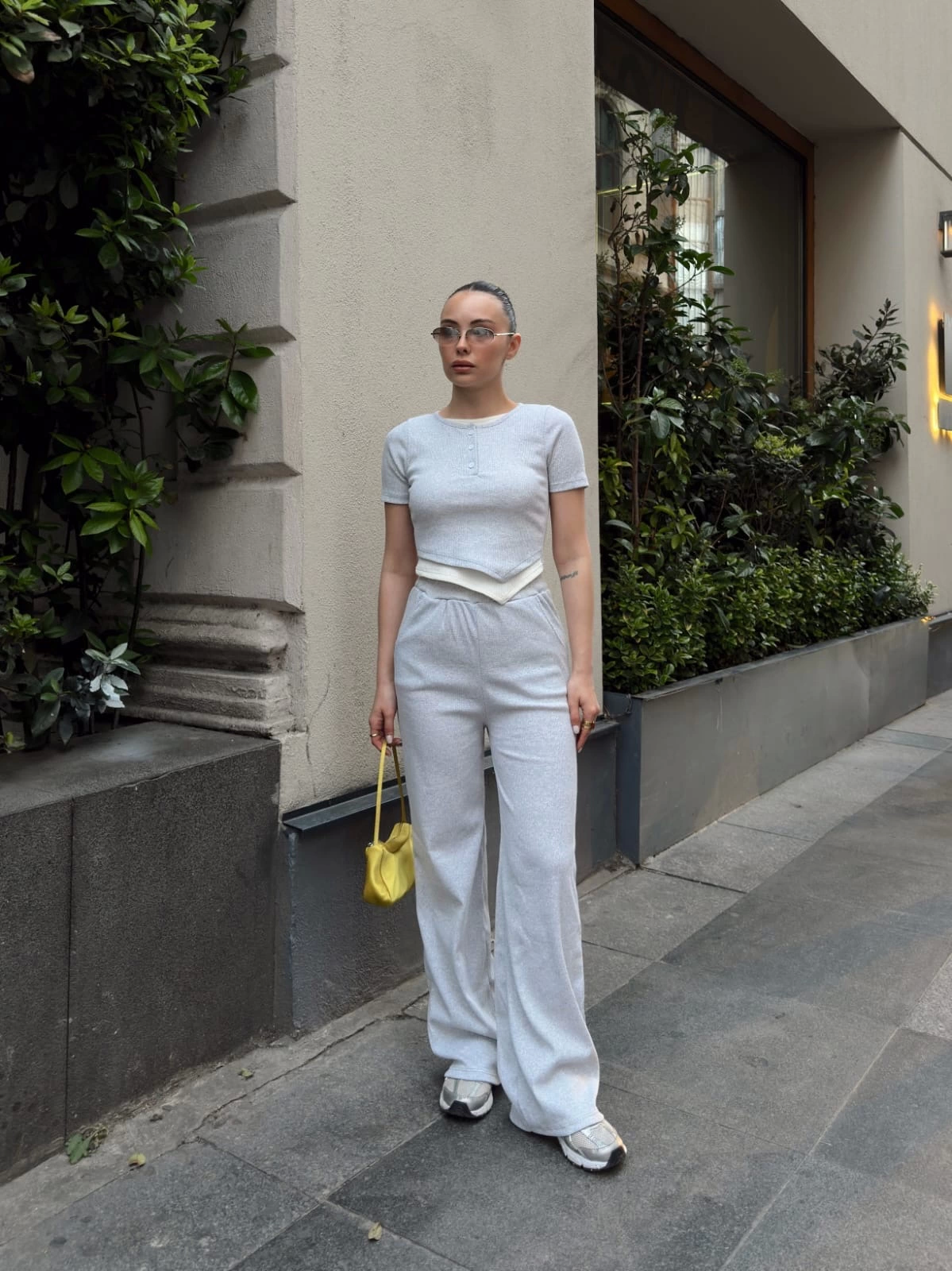Button-Collar Gray Bottom and Top Set
