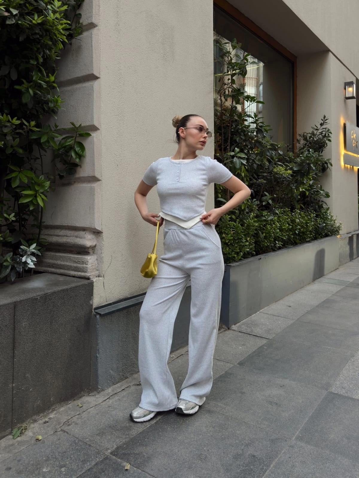 Button-Collar Gray Bottom and Top Set