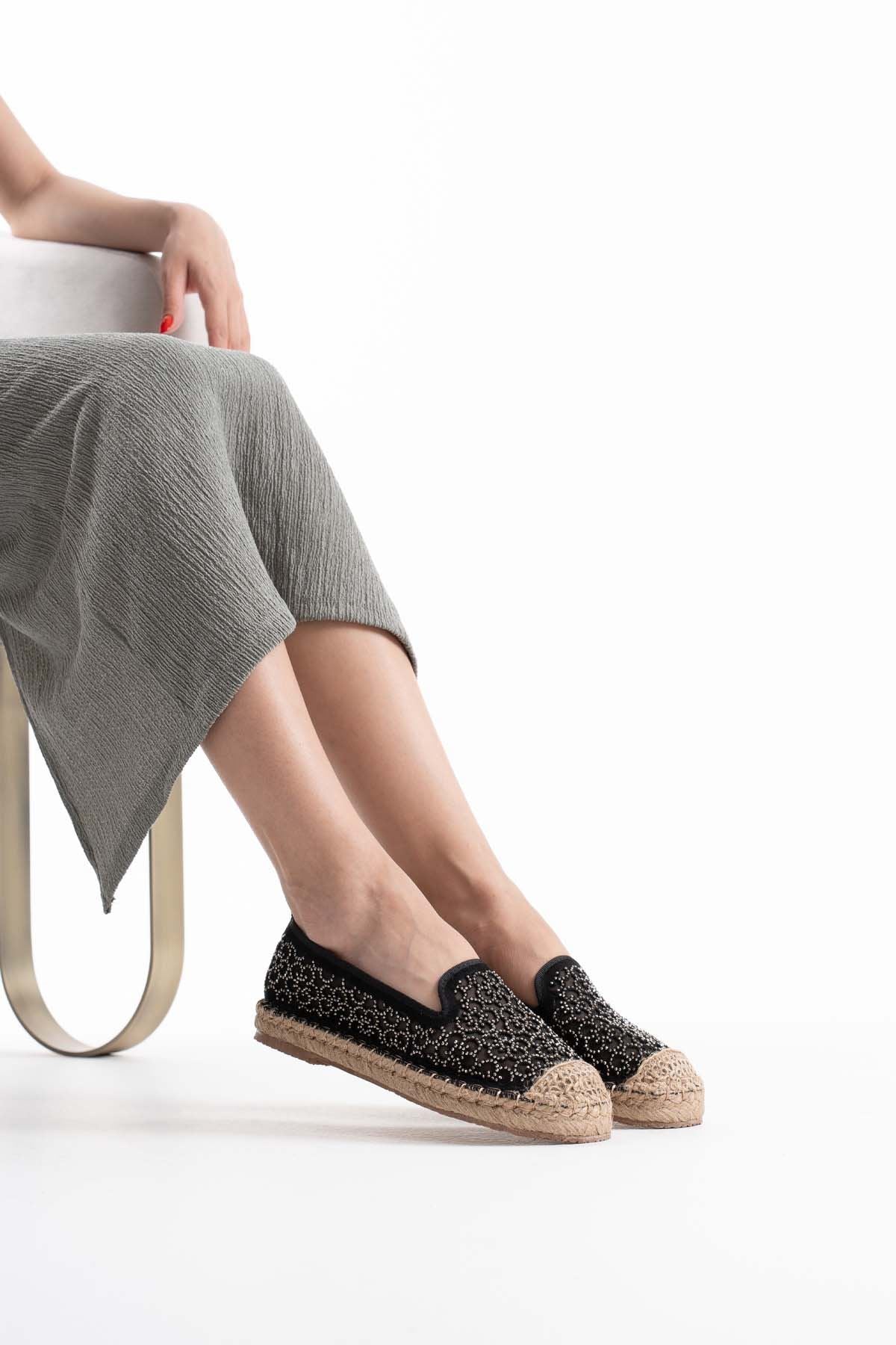 Dune Premium Kadın Siyah Espadril Ayakkabı