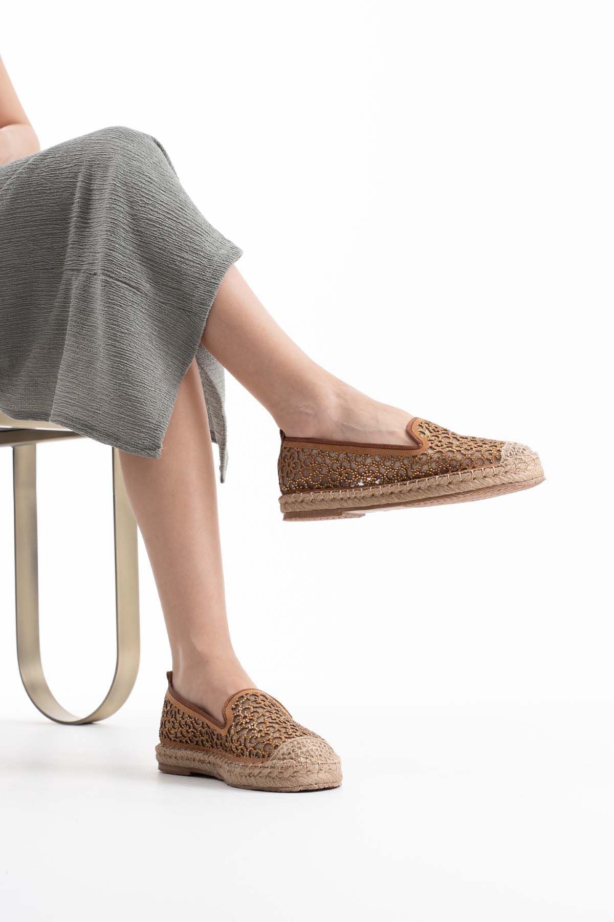 Dune Premium Kadın Taba Espadril Ayakkabı