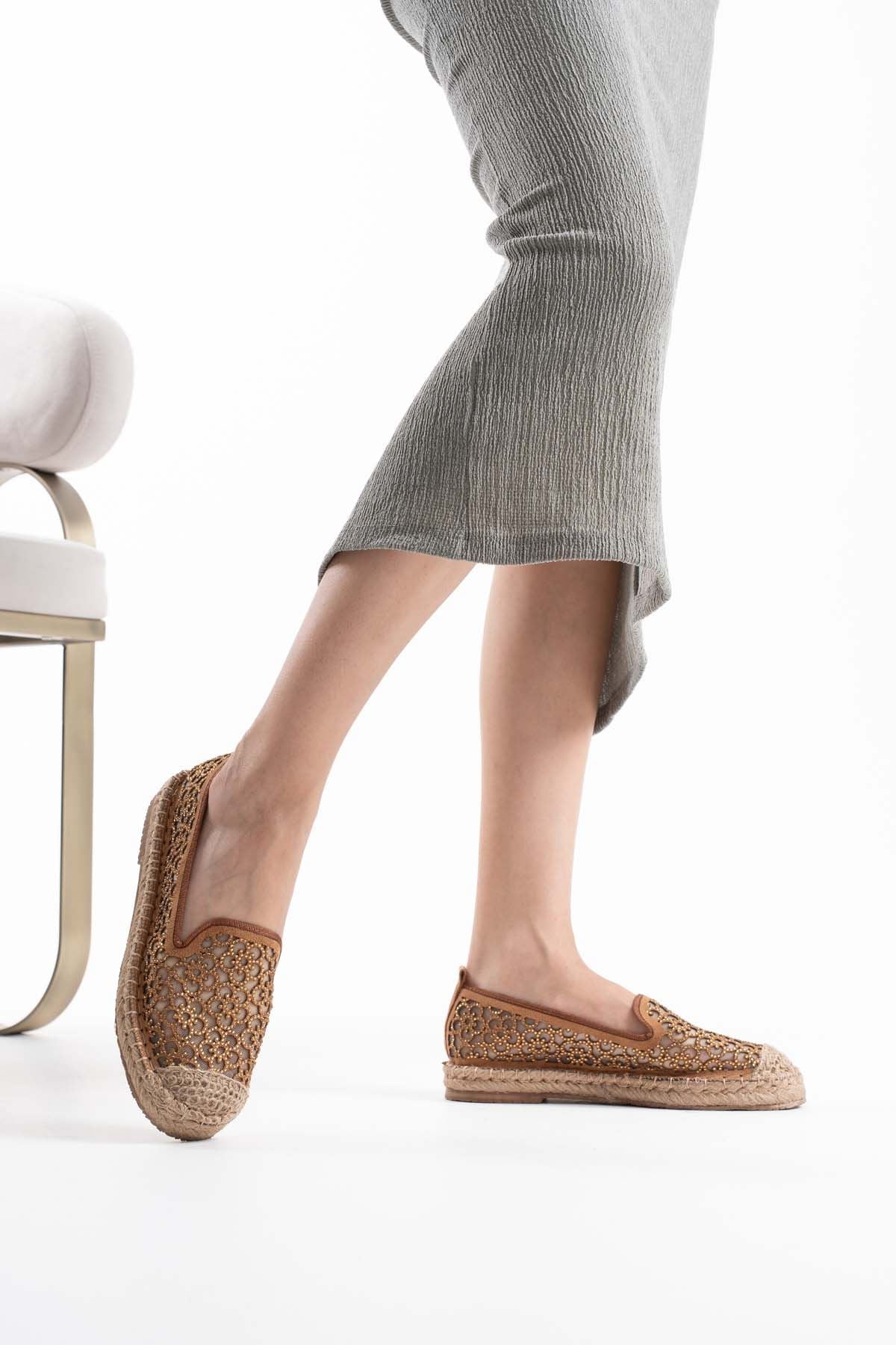 Dune Premium Kadın Taba Espadril Ayakkabı