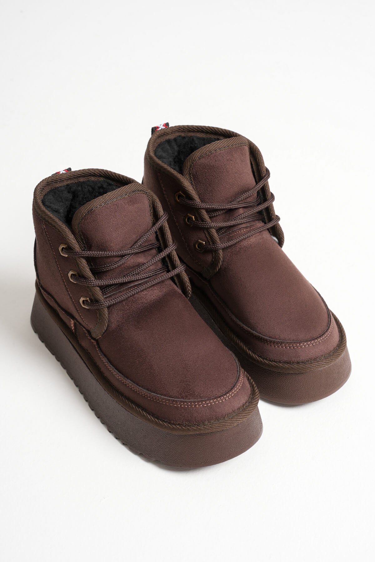 Elena Premium Women's Bitter Coffee Winter Fur Lined Thick Sole Boots