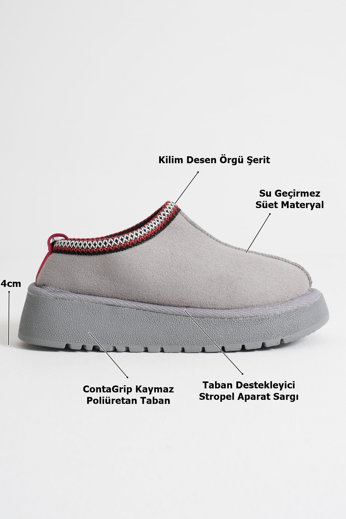 CozyStep Premium Kadın Kışlık Kürklü Günlük Gri Bot