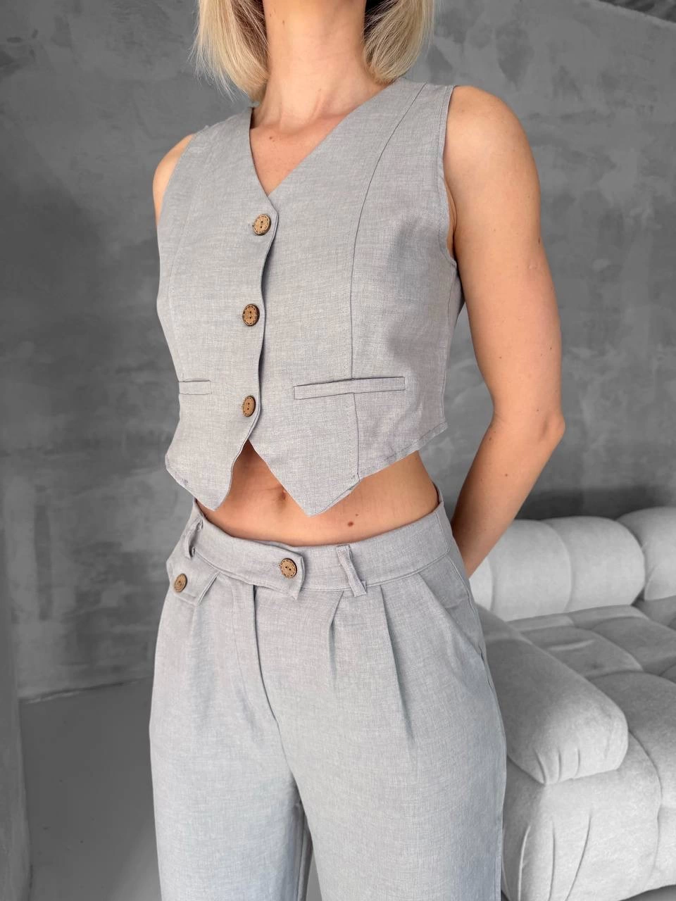 Essential Vest and Trouser 2-Piece Set Gray