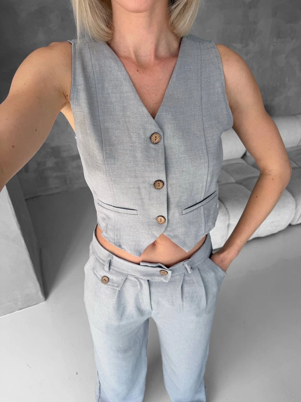 Essential Vest and Trouser 2-Piece Set Gray