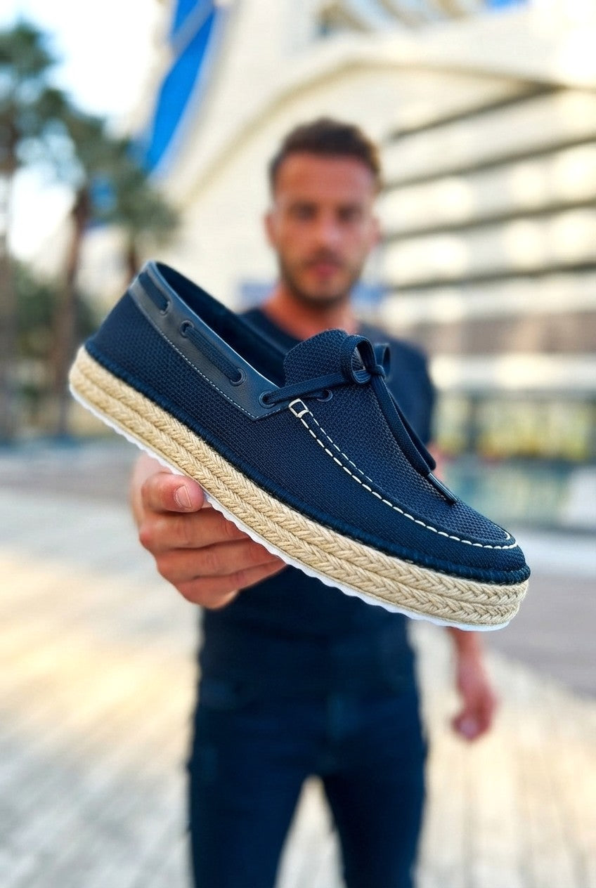 ZRC311 Premium Günlük Bağcıklı Keten Erkek Espadril Siyah