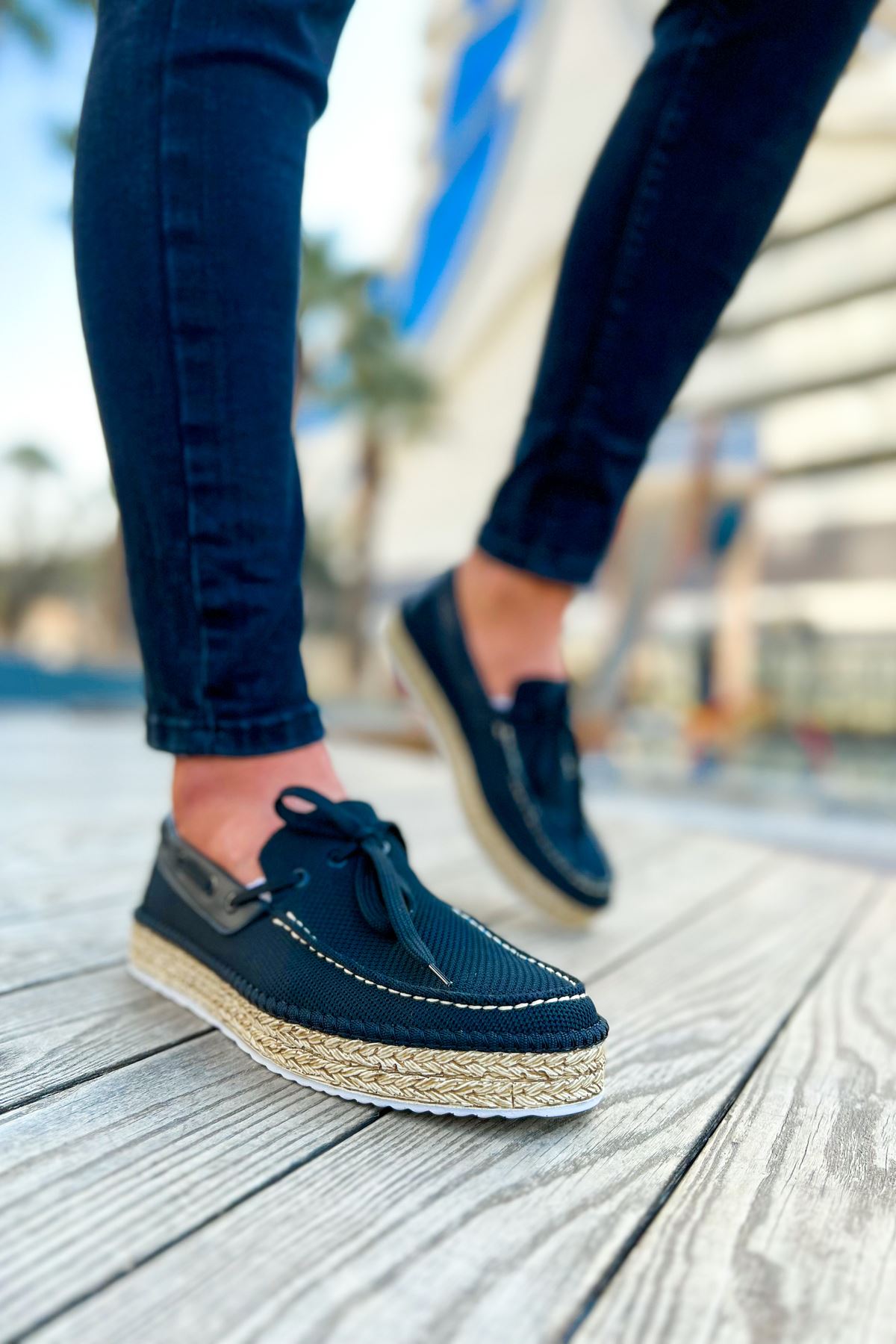 ZRC311 Premium Günlük Bağcıklı Keten Erkek Espadril Siyah