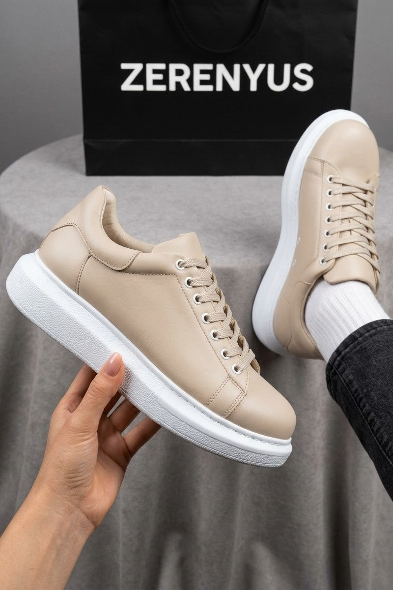 Estrella Yüksek Kalite Alexander Bağcıklı Erkek Sneaker Bej