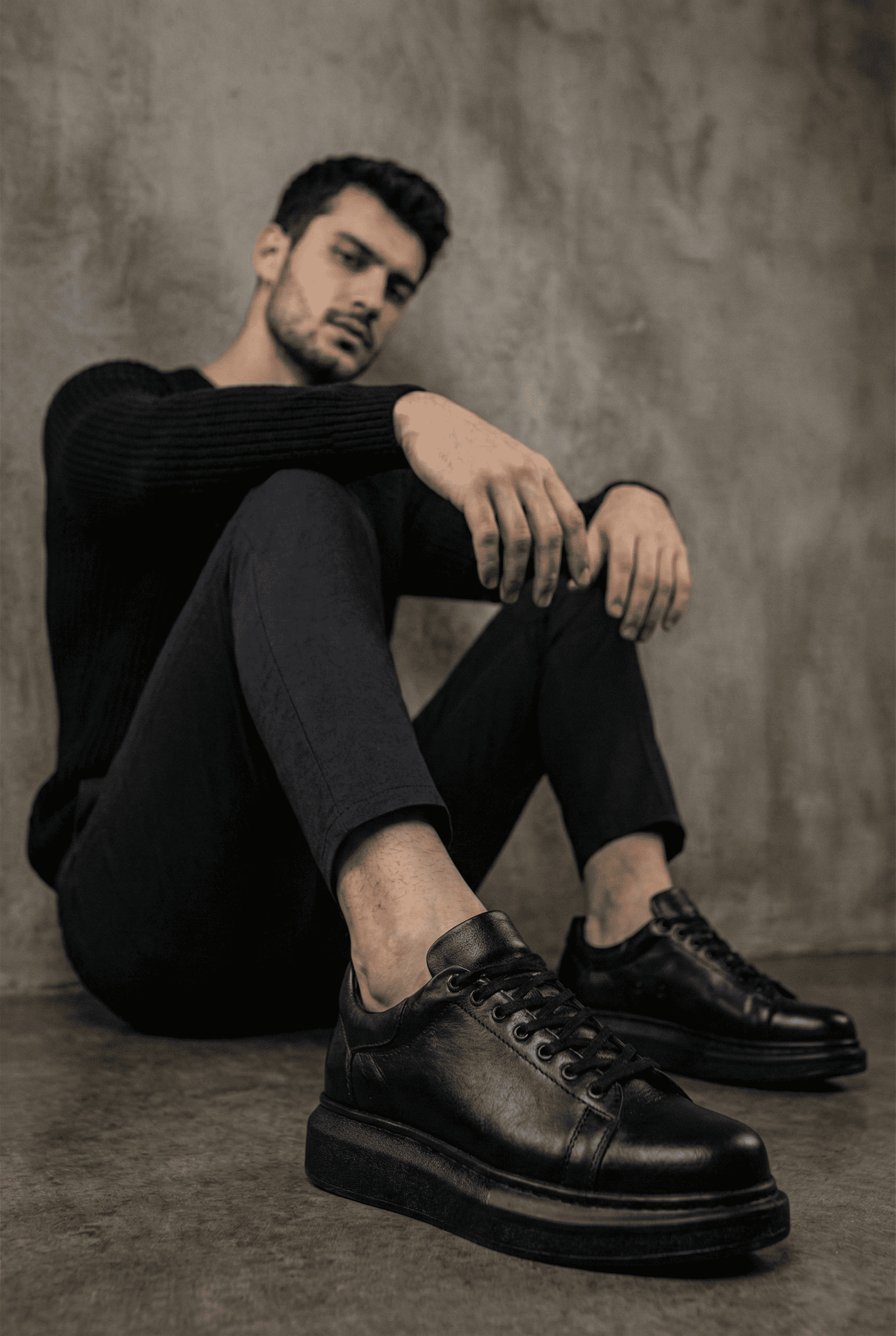 London Edition Premium Bağcıklı Erkek Siyah Sneaker