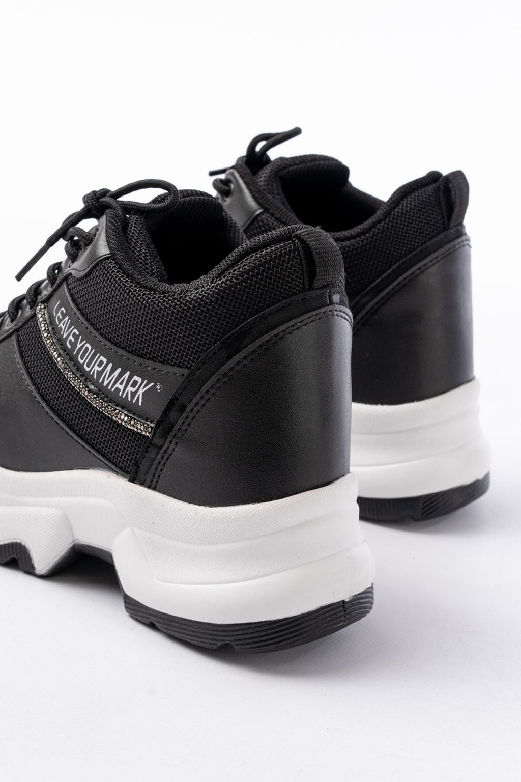 ZRİNF-209 Premium Siyah Bağcıklı Fileli Taş Aksesuarlı Kadın Sneaker