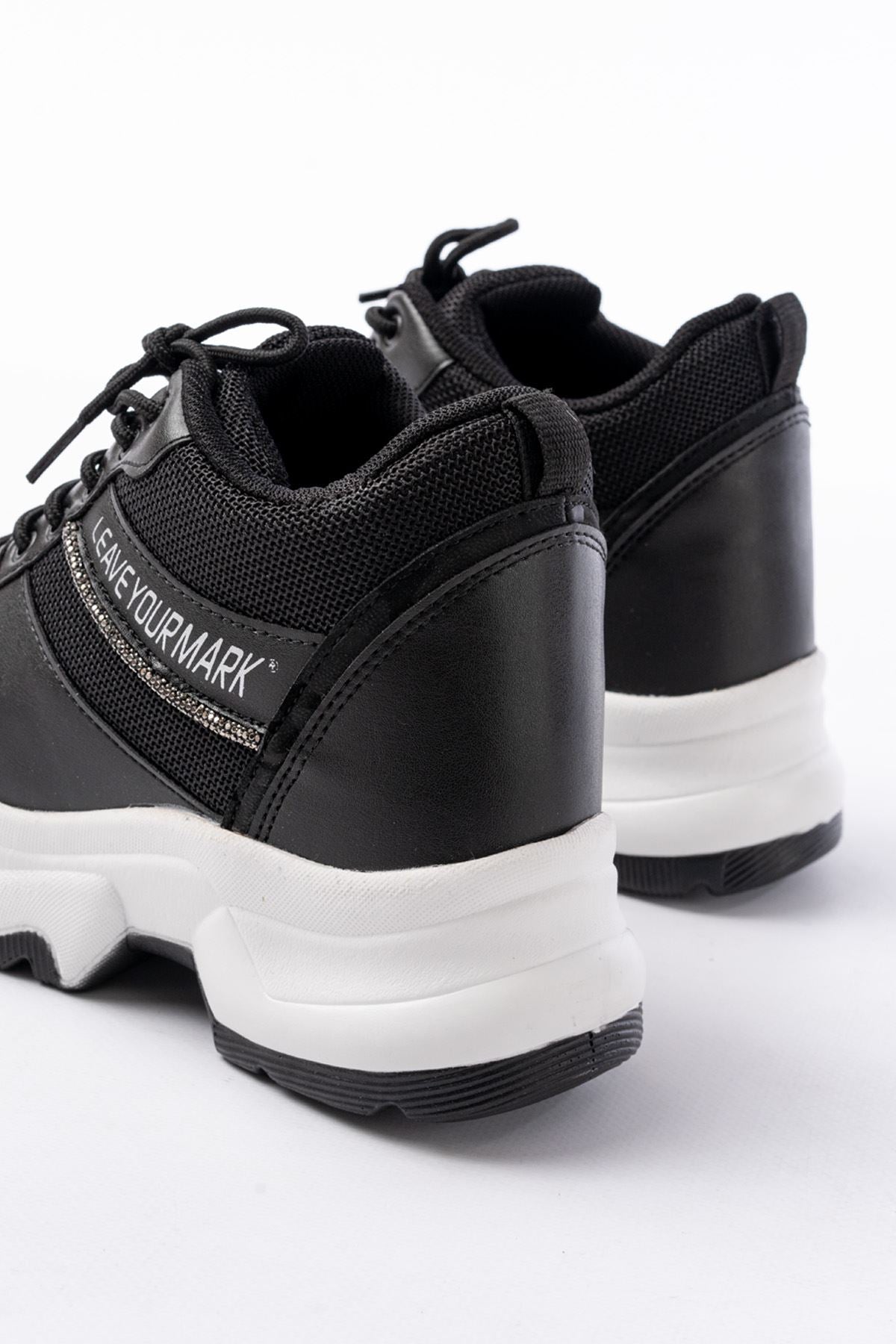 ZRİNF-209 Premium Siyah Bağcıklı Fileli Taş Aksesuarlı Kadın Sneaker