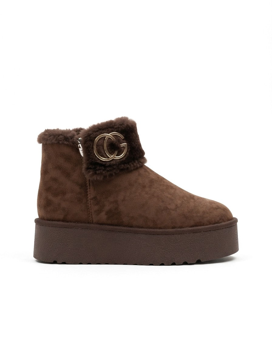 Fape Luxe Premium Kürklü Kahve Süet Bot