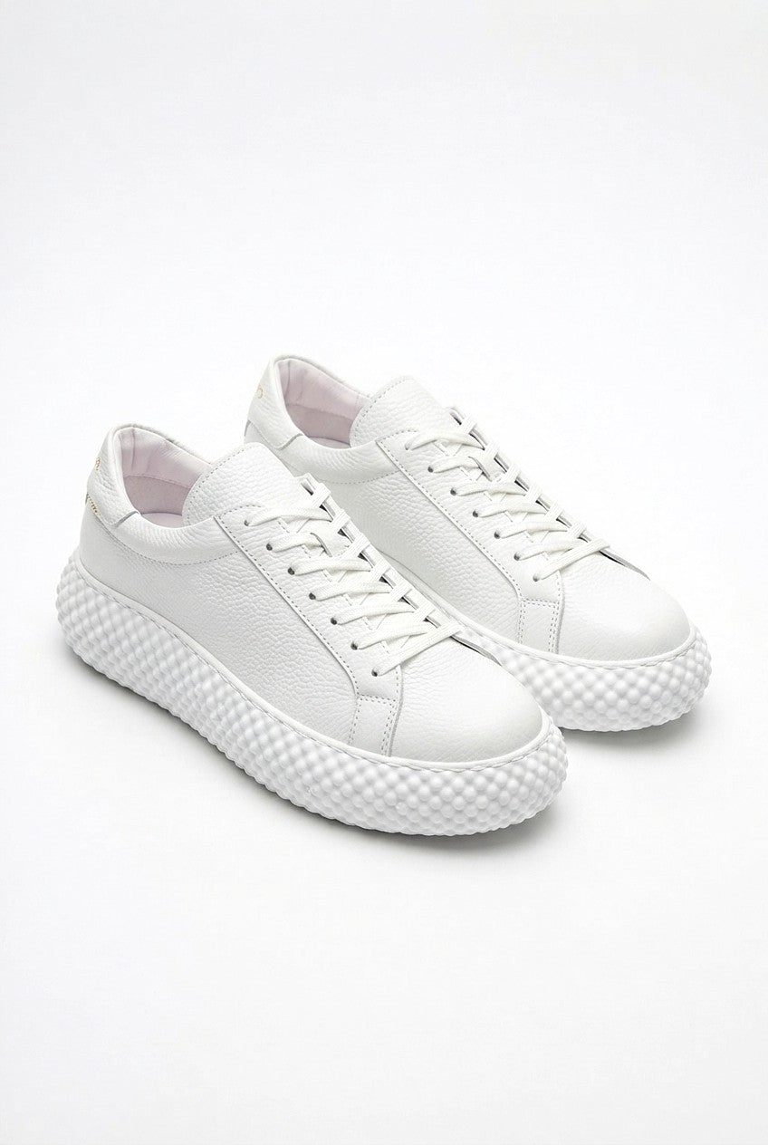 Felibord Bağcıklı Kalın Taban Premium Erkek Sneaker Beyaz