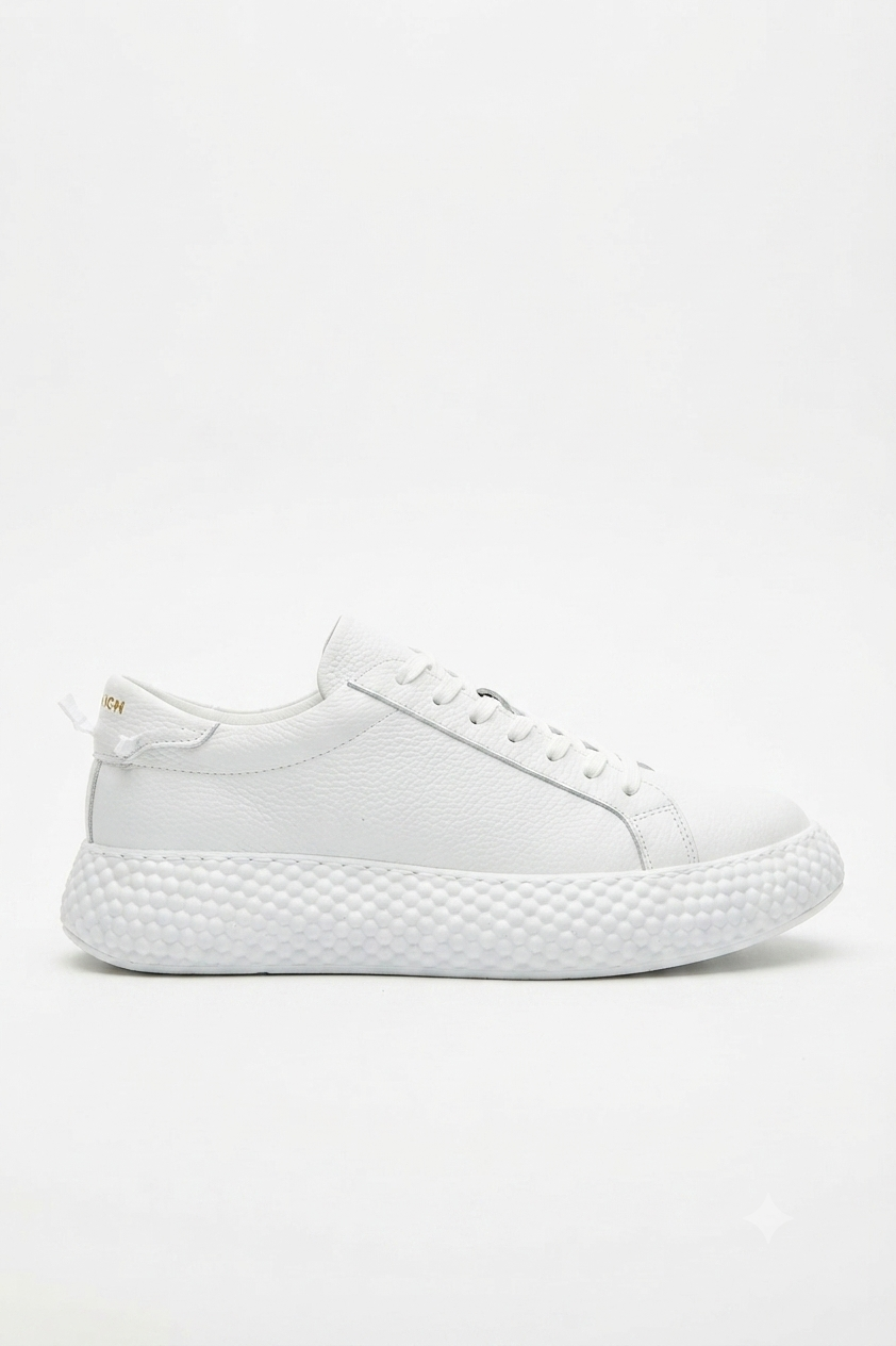 Felibord Bağcıklı Kalın Taban Premium Erkek Sneaker Beyaz Sax