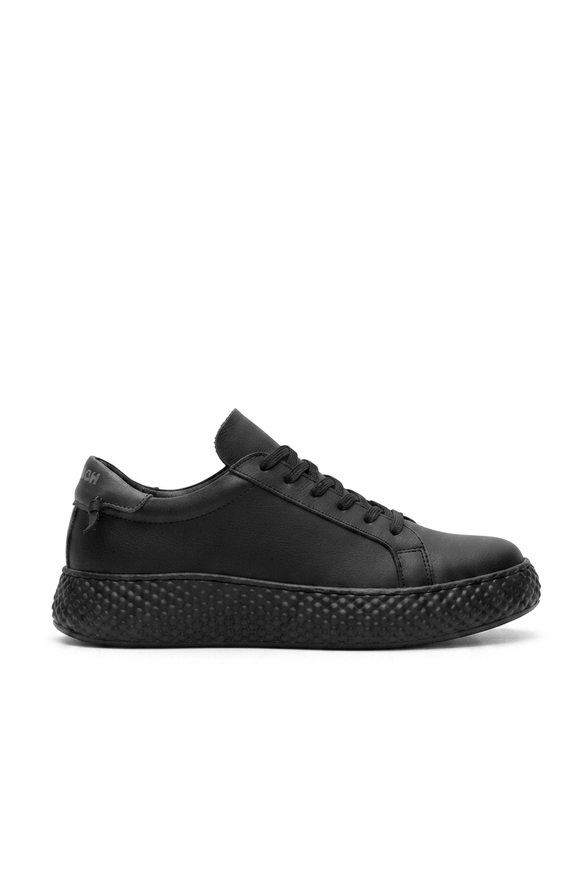 Felibord Bağcıklı Kalın Taban Premium Erkek Sneaker Siyah