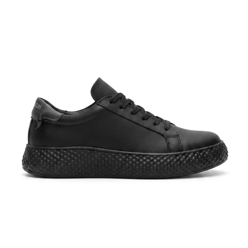 Felibord Bağcıklı Kalın Taban Premium Erkek Sneaker Siyah