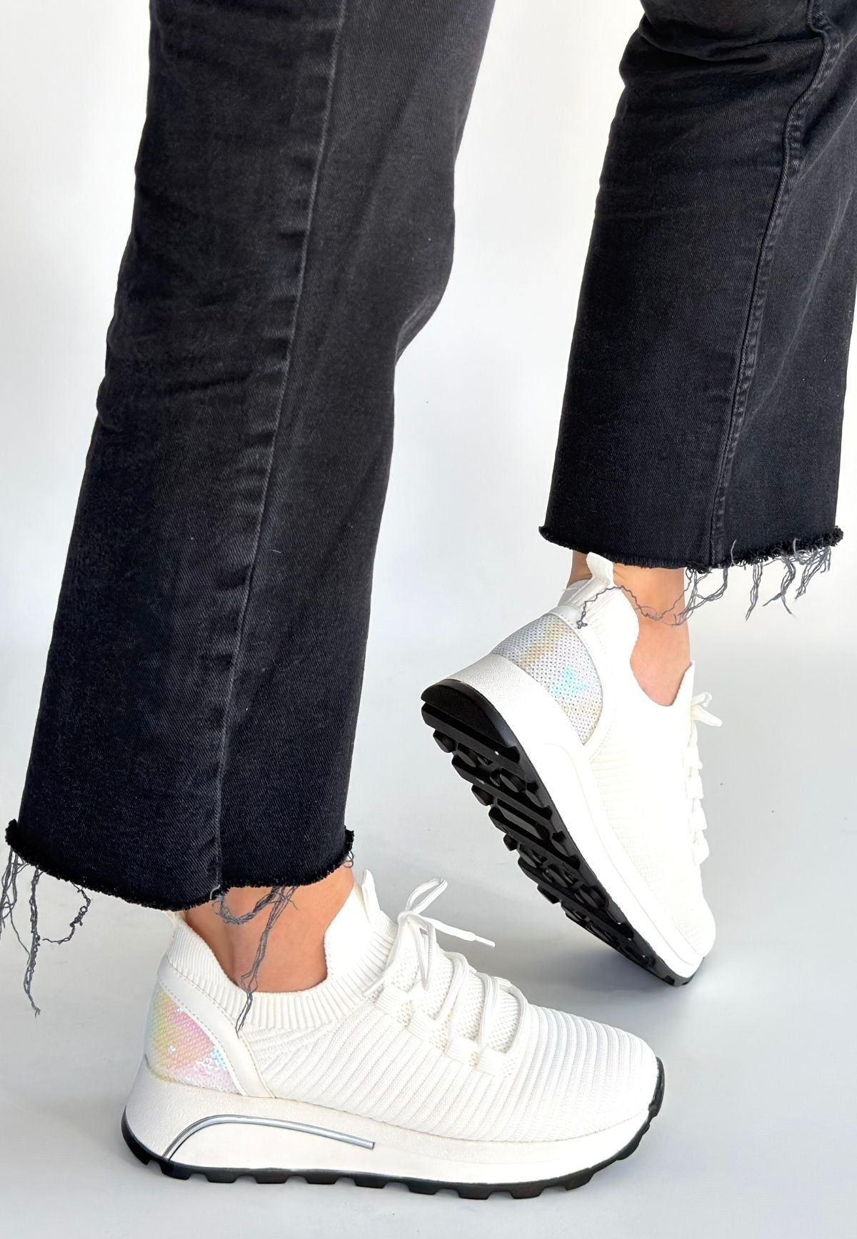 Feort Beyaz Triko Comfort Slip On Kadın Spor Ayakkabı
