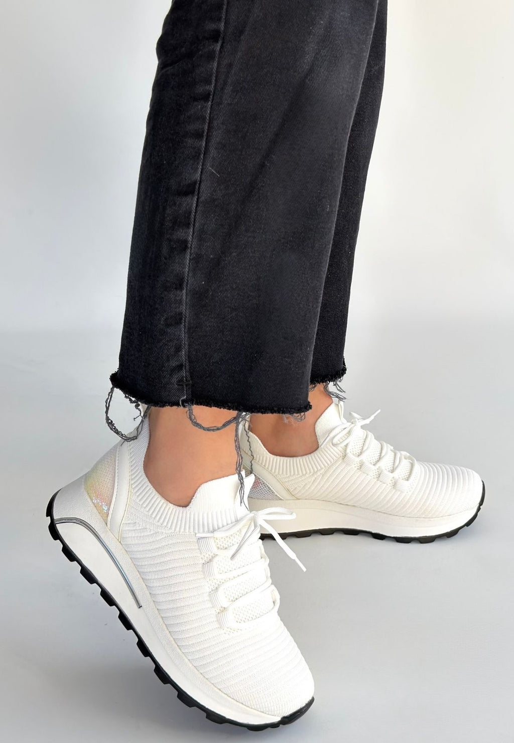 Feort Beyaz Triko Comfort Slip On Kadın Spor Ayakkabı