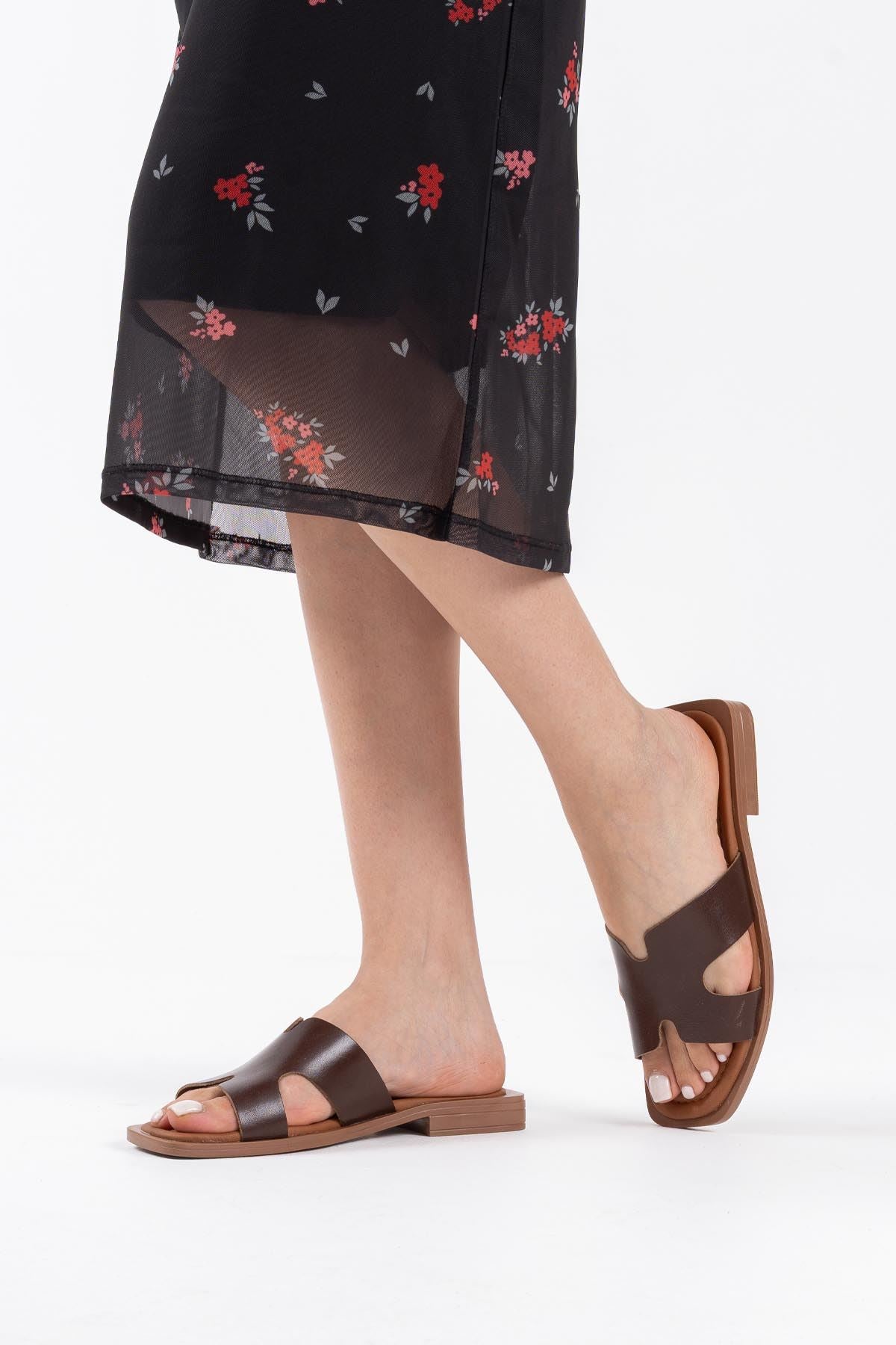 Fergei Premium Bitter Brown Genuine Leather Slippers