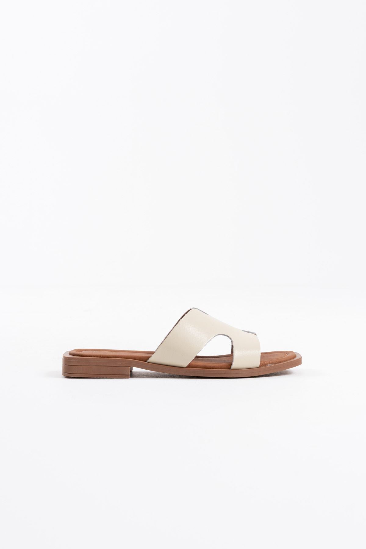 Fergei Premium Beige Genuine Leather Slippers