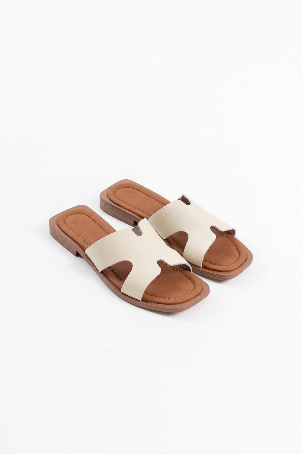 Fergei Premium Beige Genuine Leather Slippers