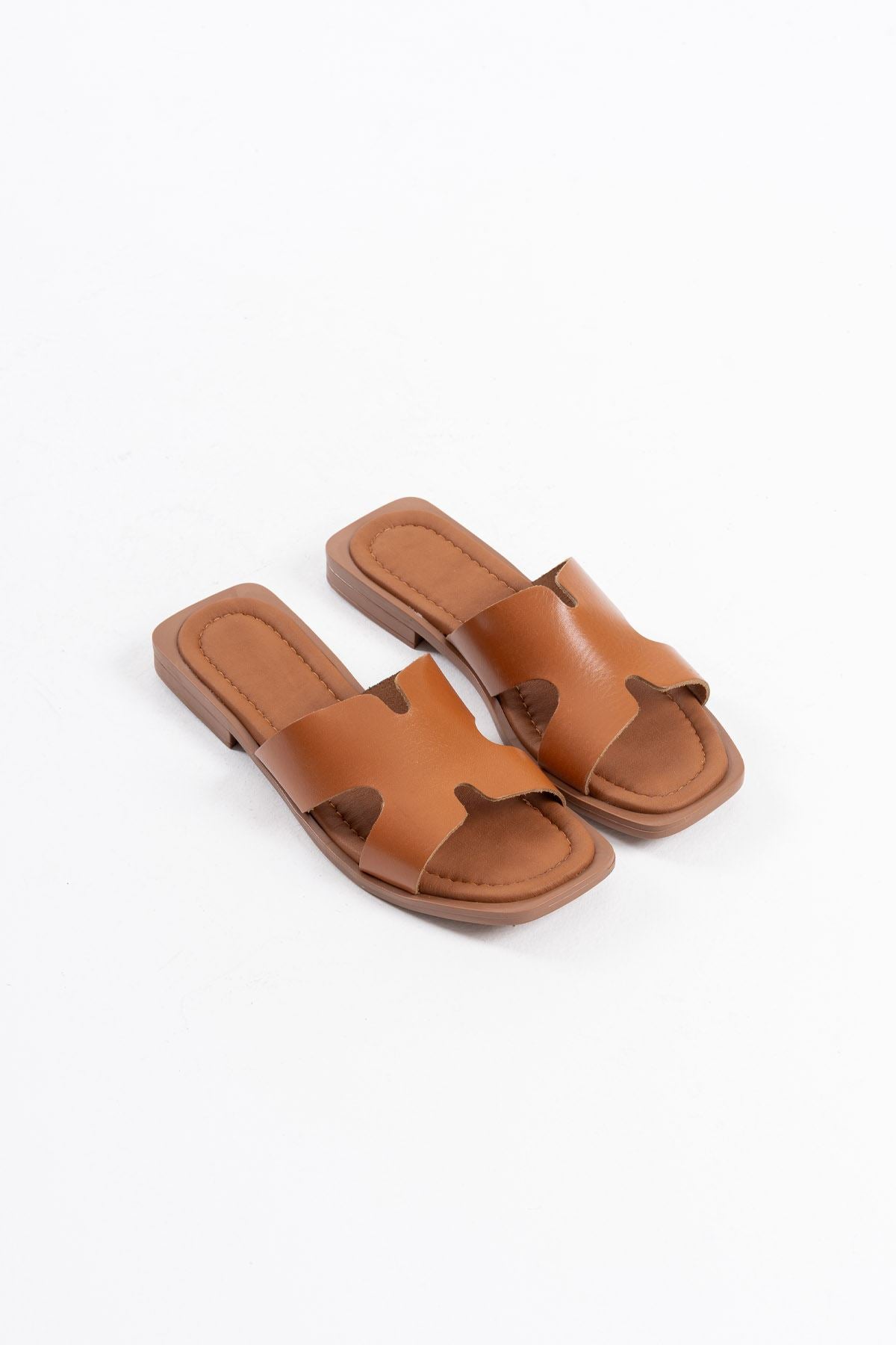 Fergei Premium Tan Genuine Leather Slippers
