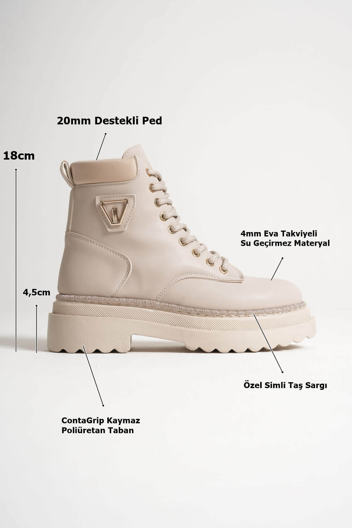 Fiora Premium Special Design Women's Winter Thick-Soled Beige Boots