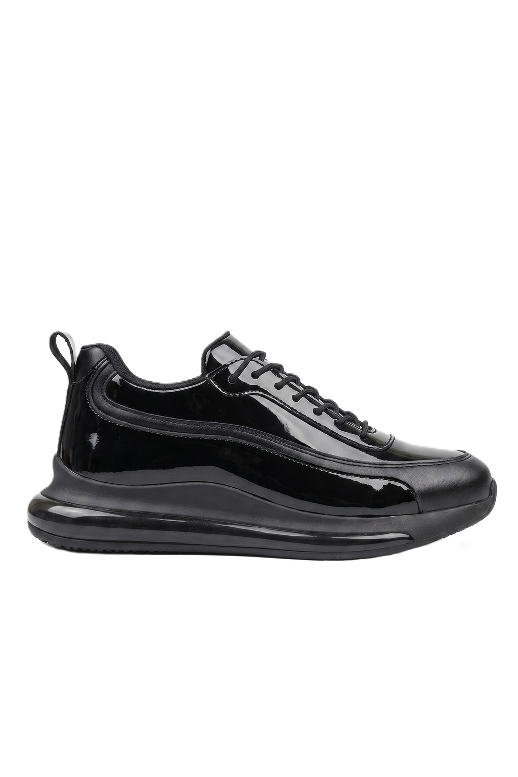 ZRC2419 Premium Özel Taban Erkek Sneaker Siyah Rugan