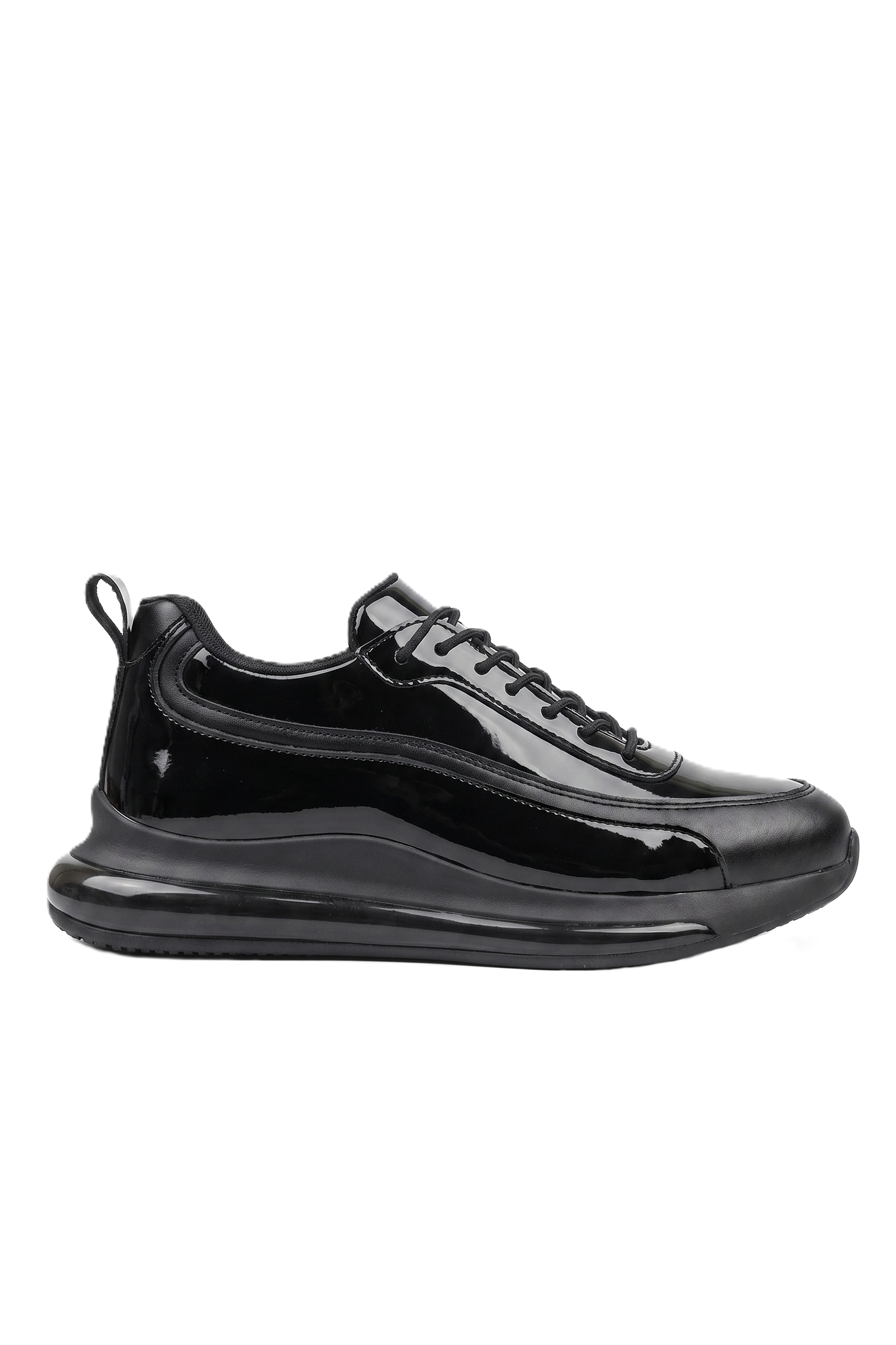 ZRC2419 Premium Özel Taban Erkek Sneaker Siyah Rugan