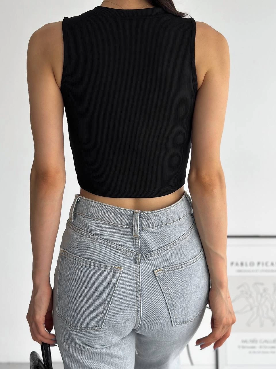Ribbed Camisole with Chain Collar Undershirt Black