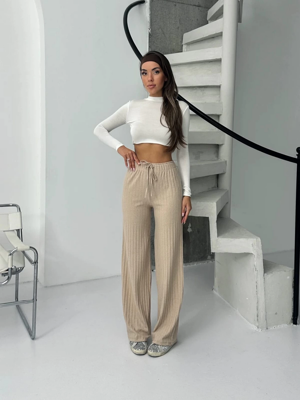 Fitilli Şardonlu Pantolon Bej