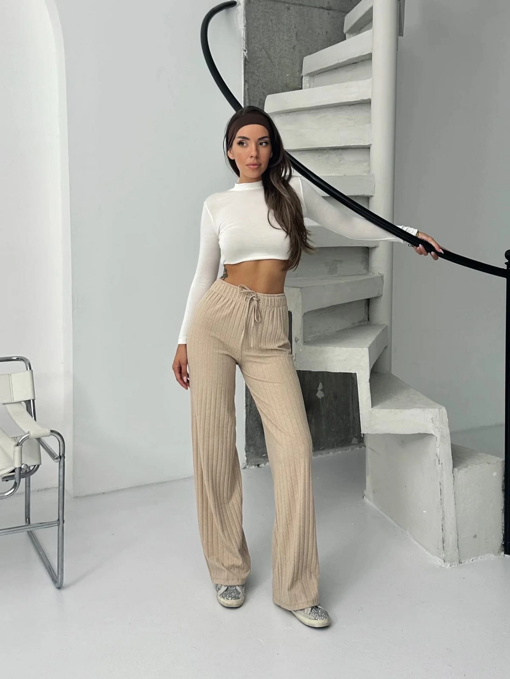 Fitilli Şardonlu Pantolon Bej