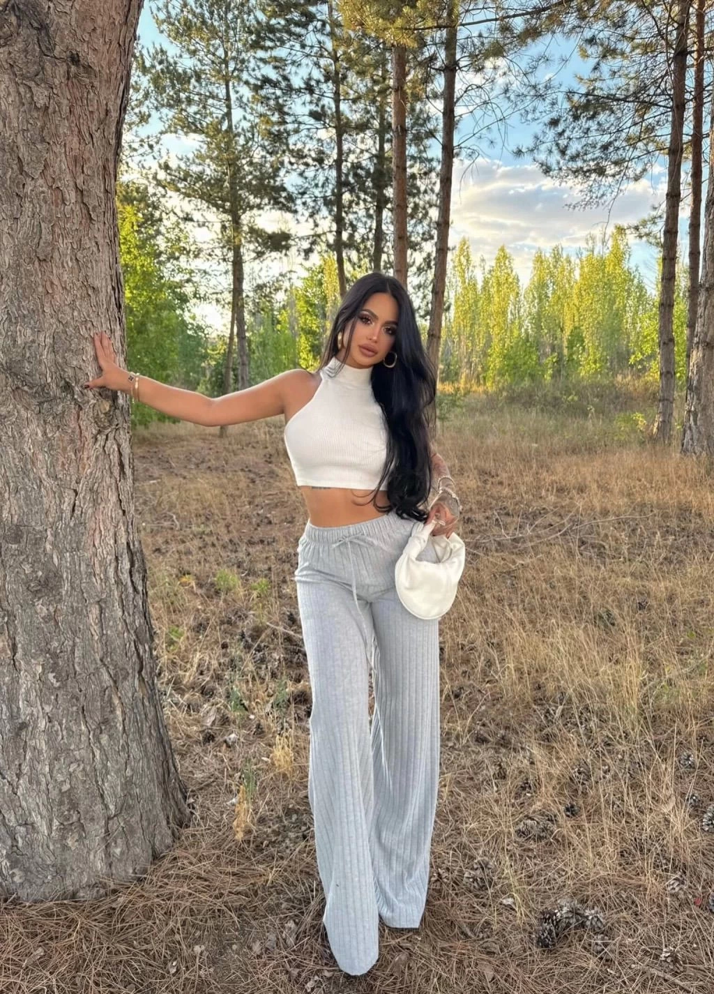 Fitilli Şardonlu Pantolon Gri