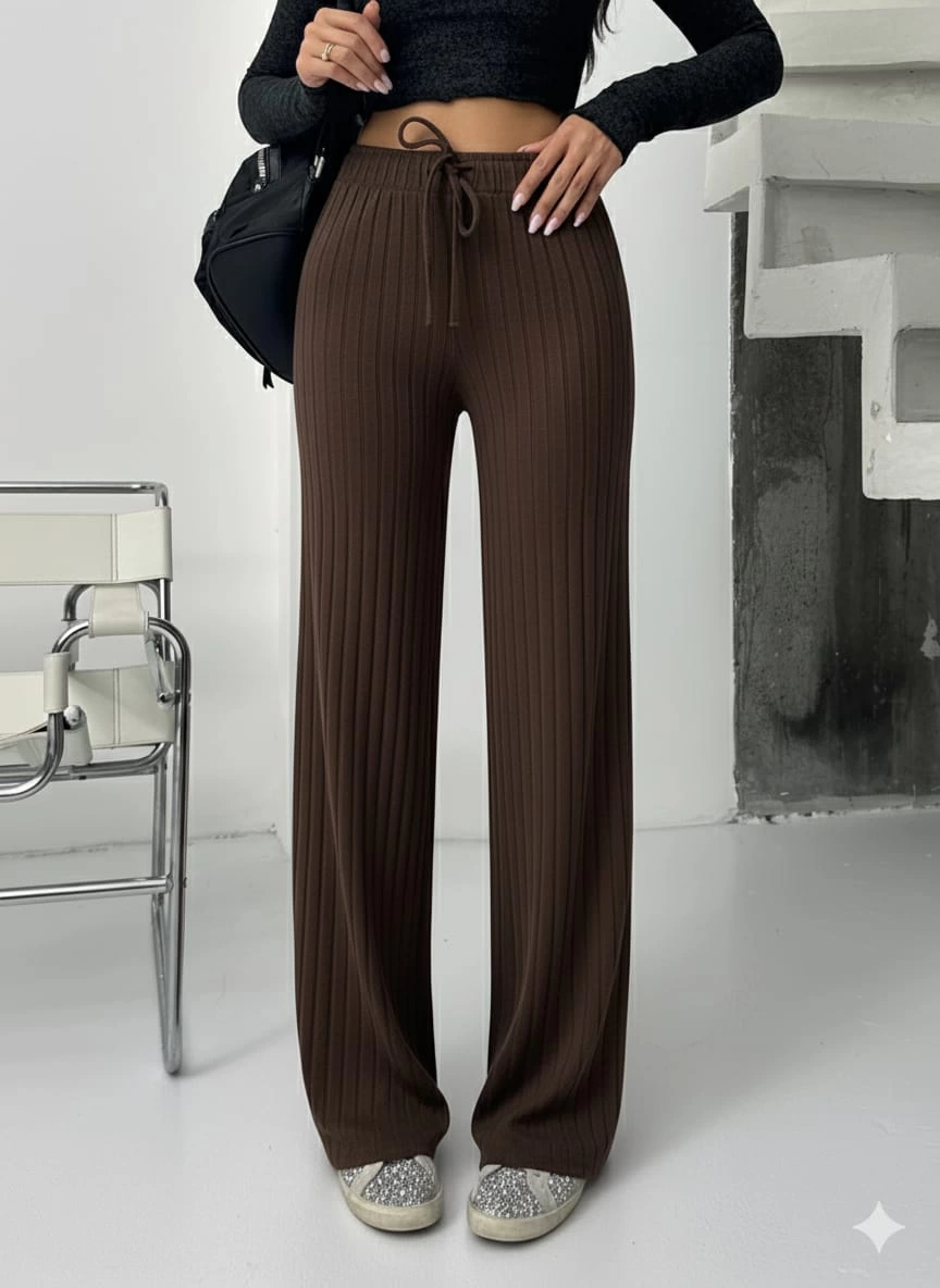 Fitilli Şardonlu Pantolon Kahve