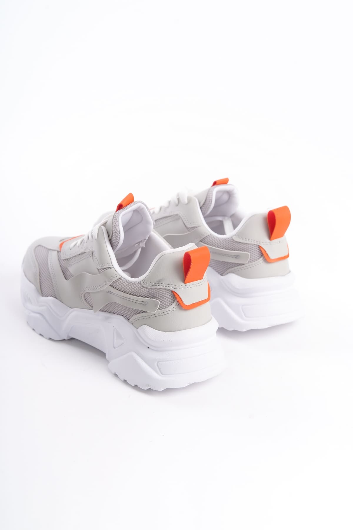 FlexStep Orthopedic Sole Knitted Sports Shoes Gray Orange