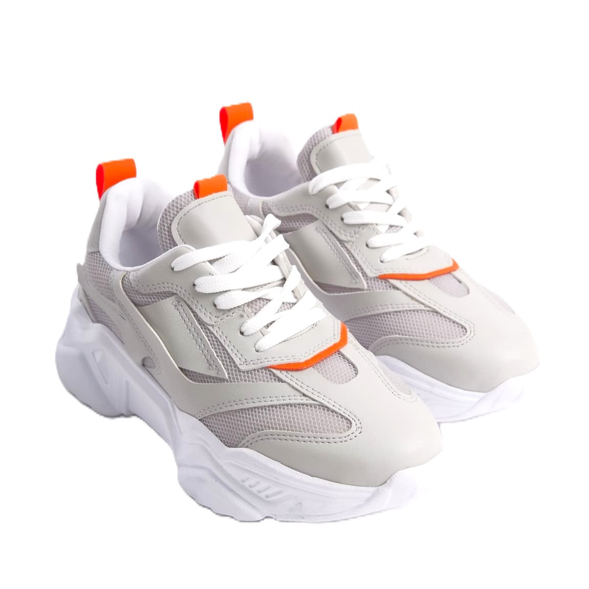 FlexStep Orthopedic Sole Knitted Sports Shoes Gray Orange