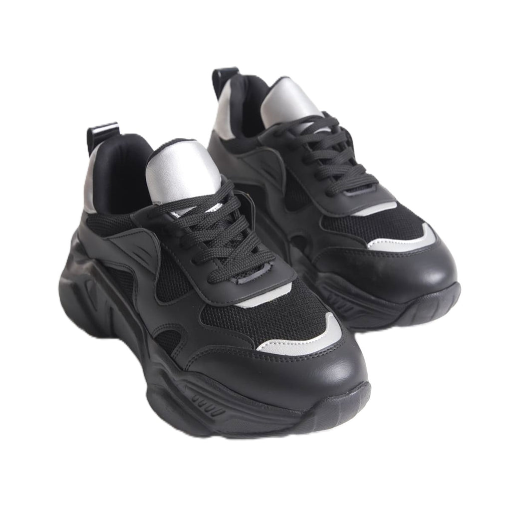 FlexStep Orthopedic Sole Knitted Sports Shoes Black Gray