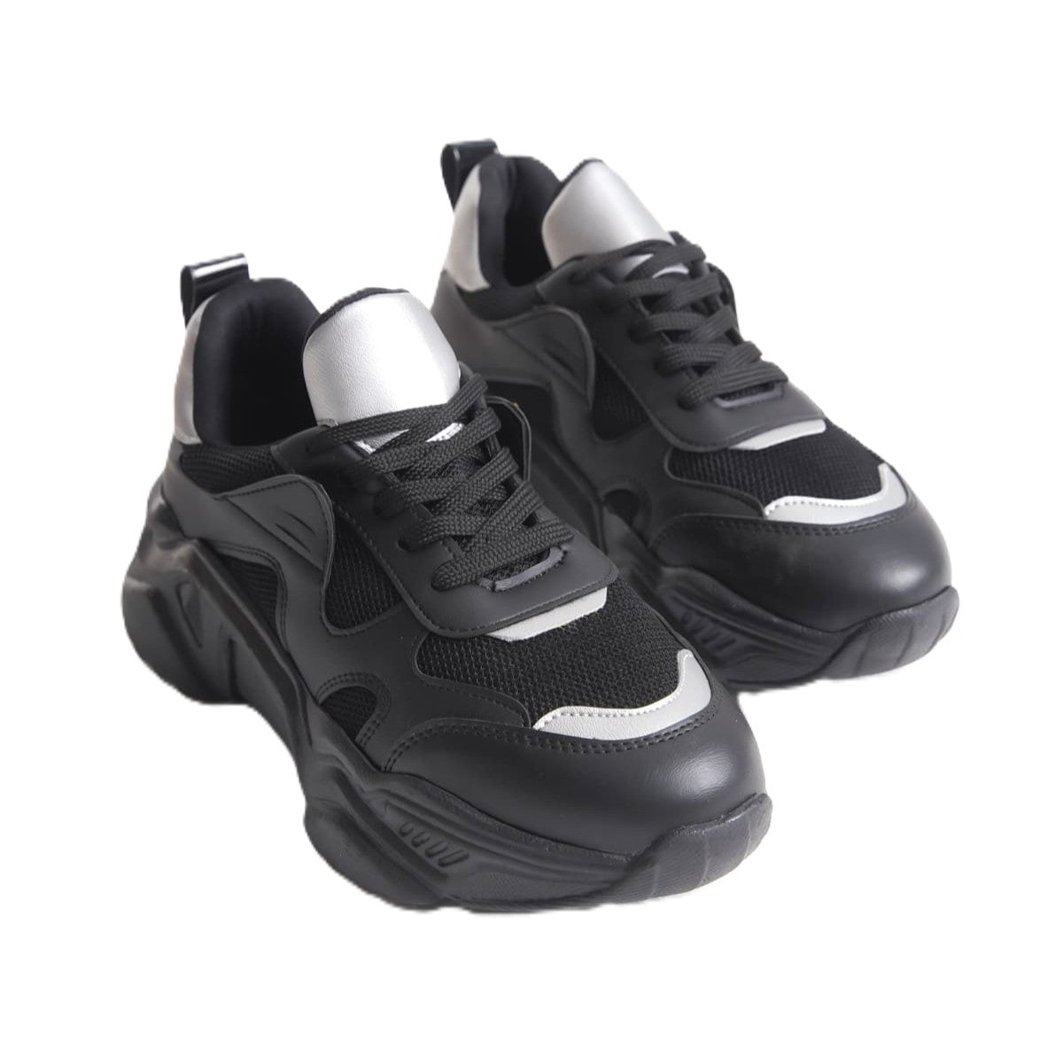 FlexStep Orthopedic Sole Knitted Sports Shoes Black Gray