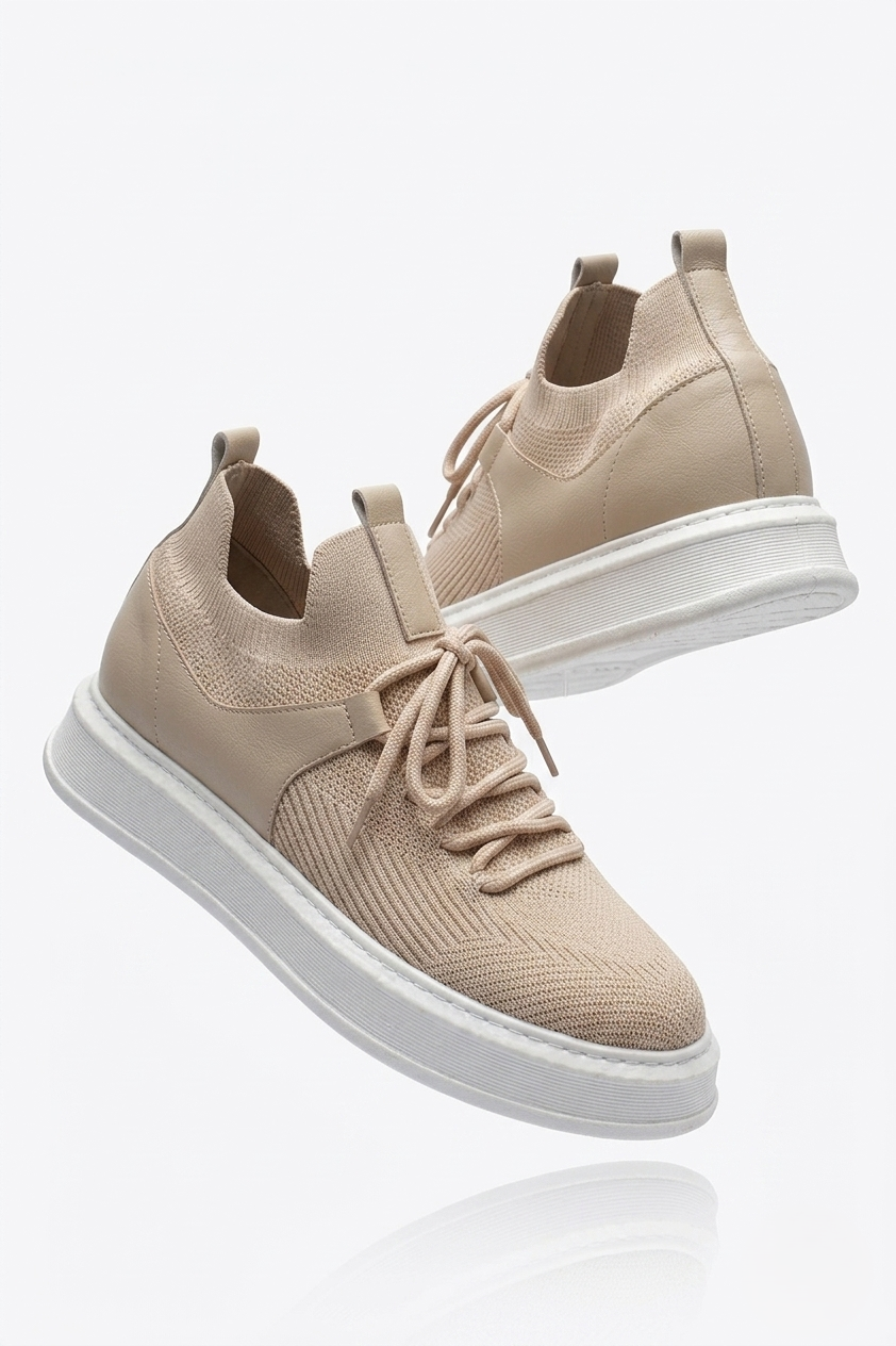 Fusion Yüksek Kalite Triko Slip-On Rahat Erkek Spor Ayakkabı Krem