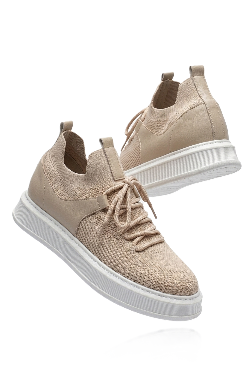 Fusion Yüksek Kalite Triko Slip-On Rahat Erkek Spor Ayakkabı Krem