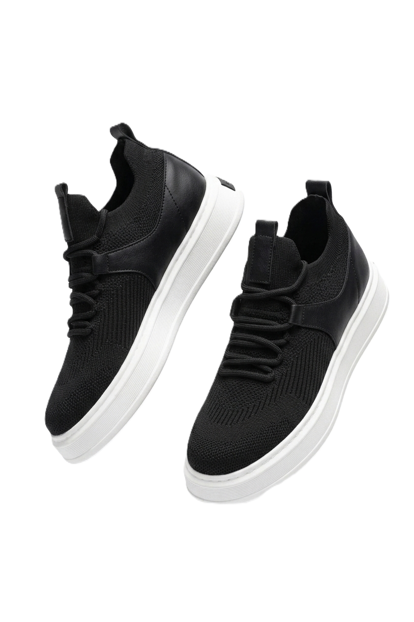 Fusion Yüksek Kalite Triko Slip-On Rahat Erkek Spor Ayakkabı Siyah Beyaz
