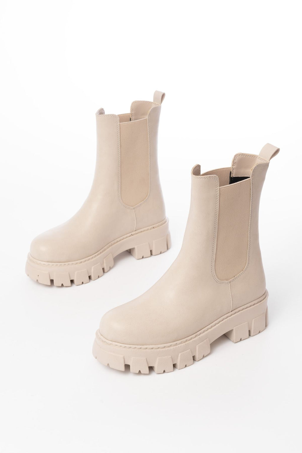 ZRİN-299 Premium Bej Yüksek Tabanlı Lastikli Günlük Kadın Bot